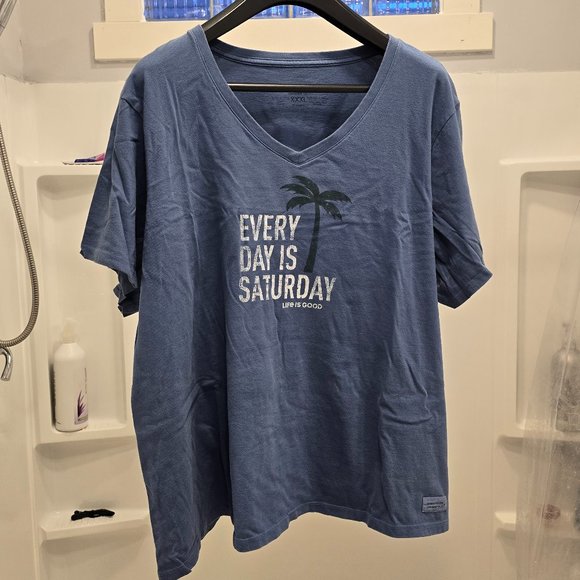 Life is Good Women's Every Day is Saturday Crusher Knit Tee - Picture 3 of 7